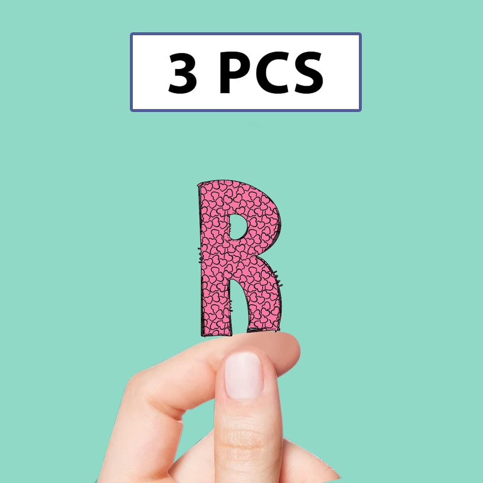 Amazon.com - Blush Heart Pattern Initial Letter R Sticker